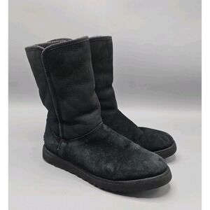 UGG Michelle‎ Suede Sheepskin Black Boots Women's Size 8 US